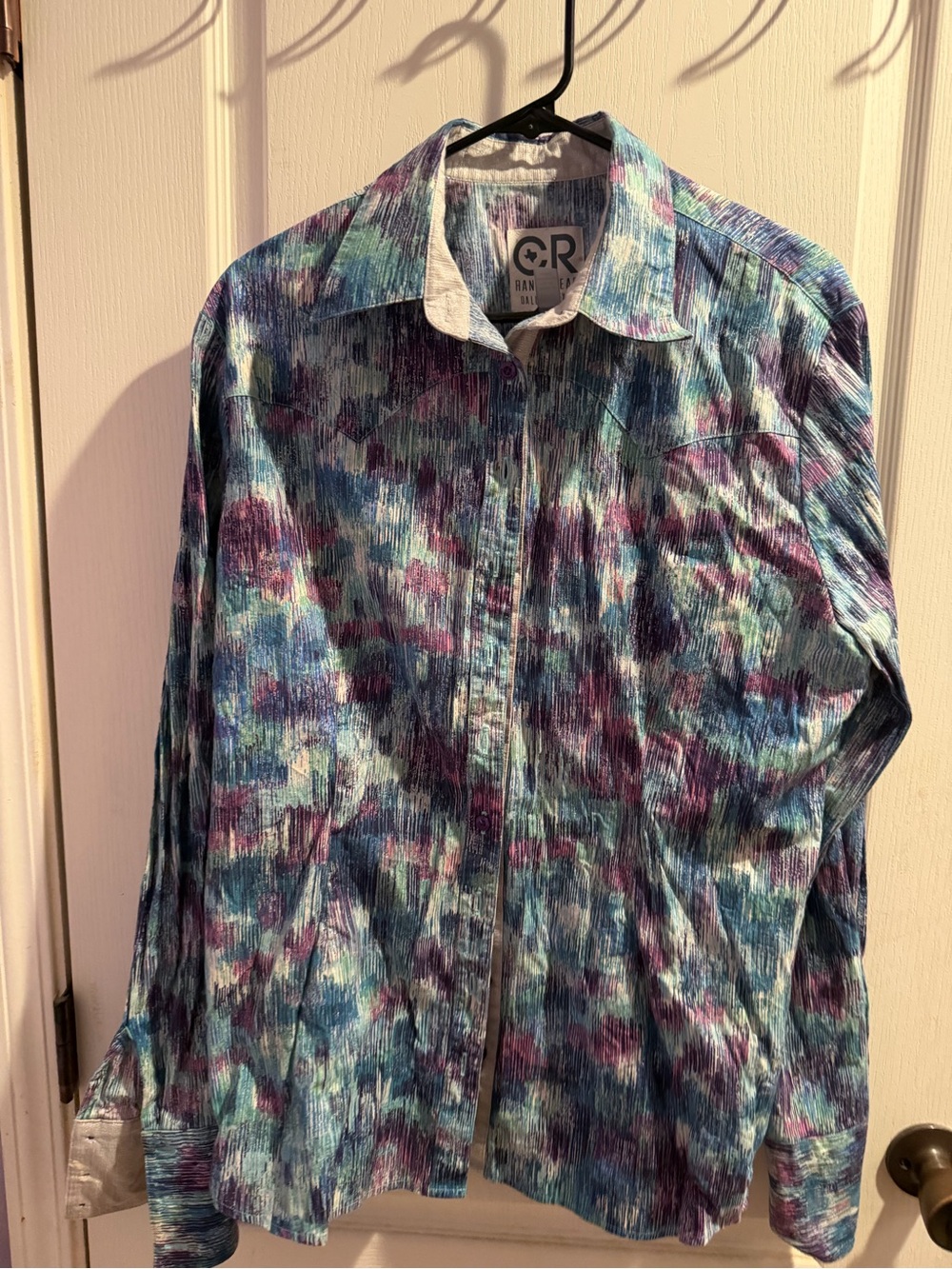 C&R Women’s Multicolor Button-Down Shirt in Blue & Purple